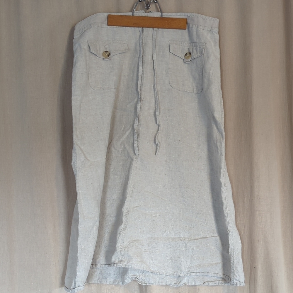 100% Linen Vintage Cherokee Light Maxi Skirt Pockets Drawstring